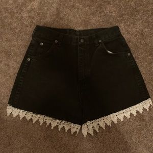 Black High Waisted Denim Shorts